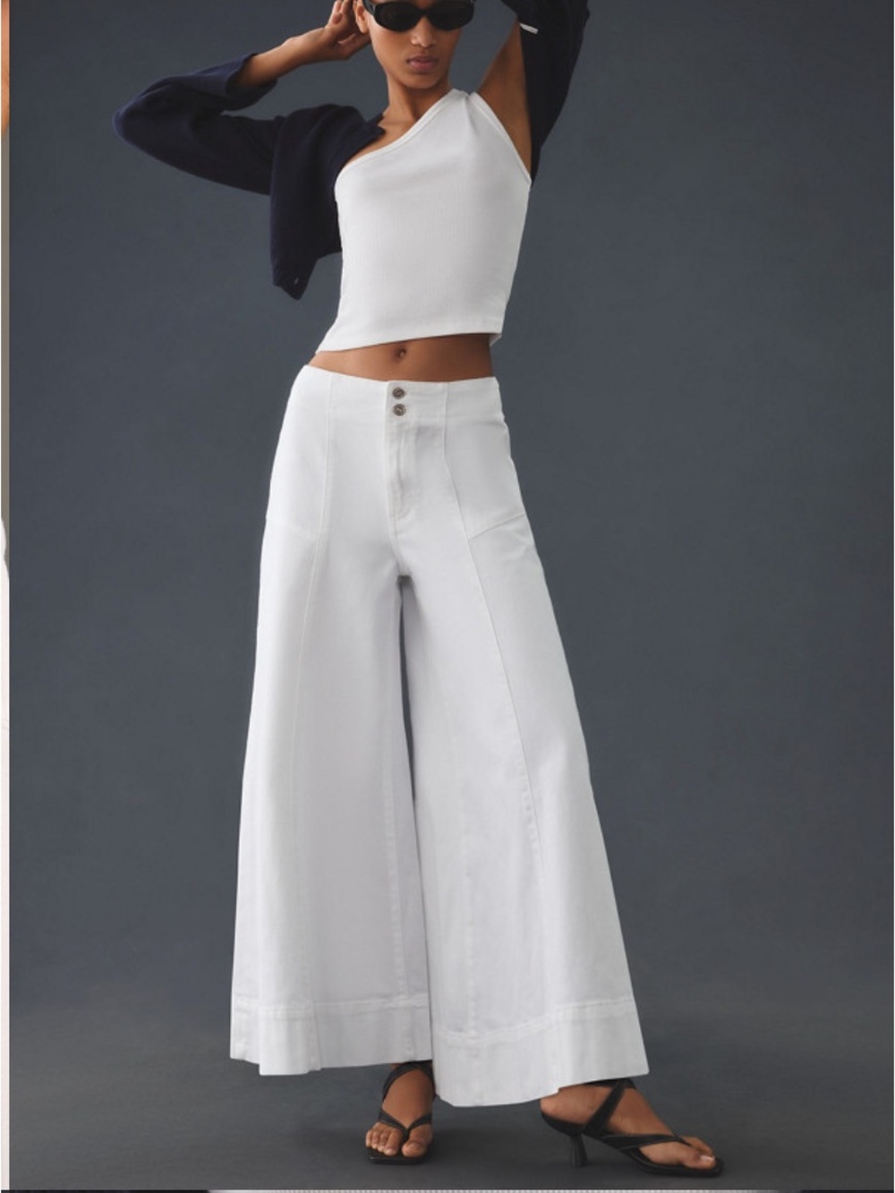 Anthropologie Pilcro White Corset High-Rise Crop Culotte Jeans Size 27